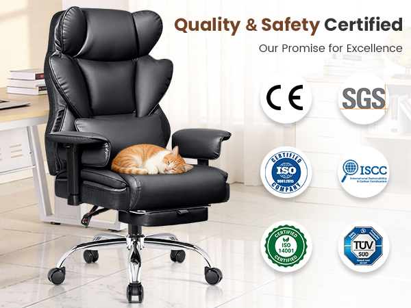 Executive Chair with High Back &amp;amp;amp; Footrest, Ergonomic Wide Padded Seat Computer Gaming Chair