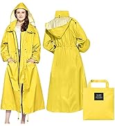 Womens Long Raincoats Rain Jacket Waterproof Packable Outdoor Hooded Windbreaker Lightweight Adju...