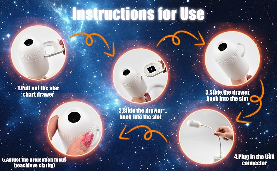 LUMIXA 2-in-1 Galaxy Projector Night Light, Portable Starry Sky Projector with 5 Films