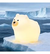 Squishy Polar Bear Night Light with RGB Mode Cute Polar Bear Light 3 Brightness Adjustable Nurser...