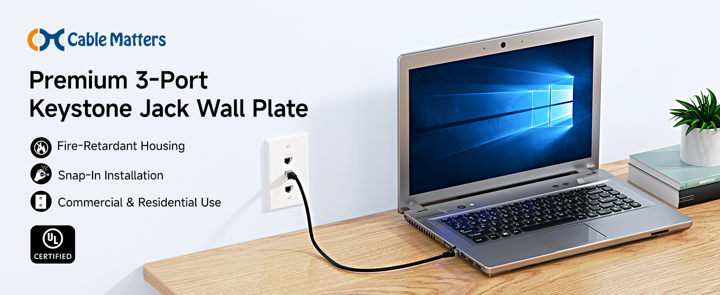 Low Profile 2-Port Keystone Jack Wall Plate