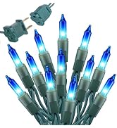 Brightown Blue Christmas Lights, 20FT 100 Count Incandescent Mini String Lights, Connectable Wate...