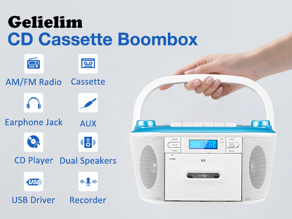 cd cassette player boombox fm am radio with cd