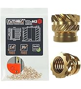 ruthex M3 Threaded Inserts VORON - 100 Pieces RX-M3x5x4 Brass Heat Set Insert for Plastic Parts -...