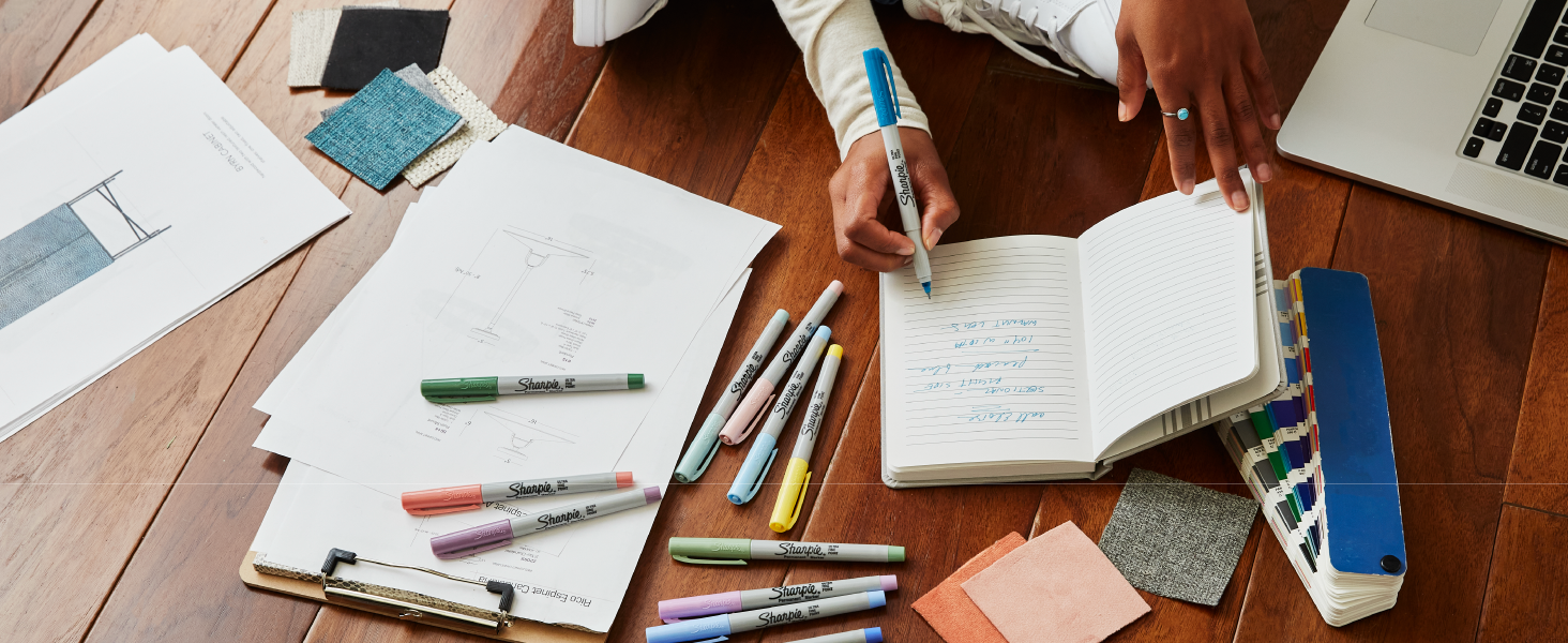 sharpie permanent marker ultra fine point tip journal notebook design write swatch pastel colors