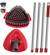 4-Section Stainless Steel Spin Mop Handles, Mop Base &amp; Upgrade Scrub Brush Combo for Ocedar EasyW...
