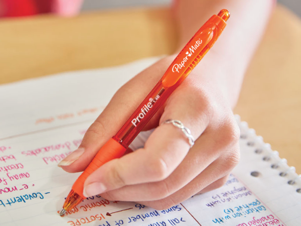 paper mate profile ballpoint pen orange note write organize list calendar desk homework college joy