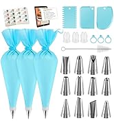 Kootek 25Pcs Piping Bags and Tips Set with Ebook, Frosting Piping Kit with 12 Icing Tips, 3 Pastr...