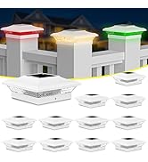 T-SUN Solar Post Cap Lights with Auto-Change Colors- for Vinyl &amp; Wooden Posts Weatherproof Outdoo...