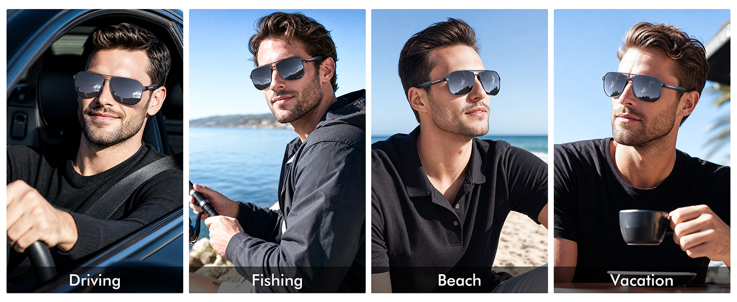 square aviator sunglasses for men women polarized shades
