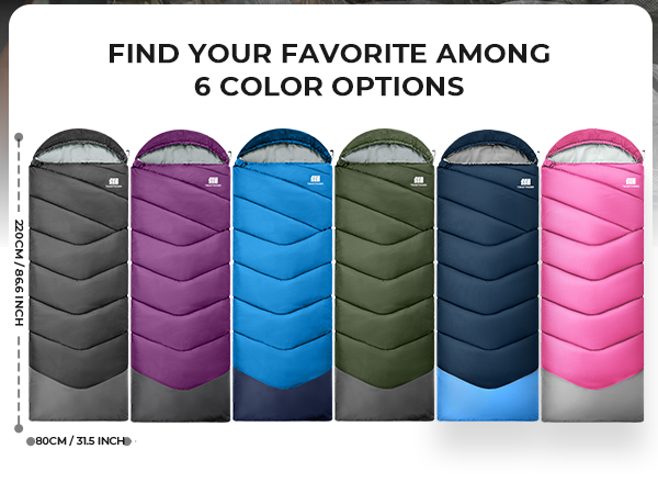 6 colors sleeping bag
