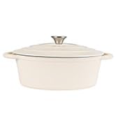 Kerilyn 4.5 QT Enameled Oval Dutch Oven Pot with Lid and Dual Handles, Cast Iron Dutch Oven for C...