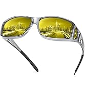 URUMQI Night Vision Driving Glasses Fit Over Eyeglasses for Men Women, Anti Glare Polarized Night...