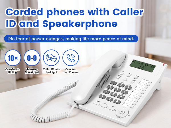 corded landline phone telephone with caller id speakerphone