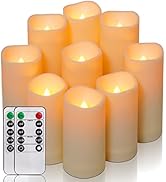 Amagic Flameless Candles Battery Operated Candles Flickering, Outdoor Waterproof LED Pillar Candl...