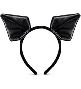 Black Bat Ears Headband, Leather Bat Wings Ears Halloween Costume Accessory | Bat Wings Ears Hair...