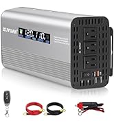 1500W Pure Sine Wave Inverter, 12V/24V Auto-Detect, 50Hz/60Hz Switchable, LCD Display, Type-C Fas...