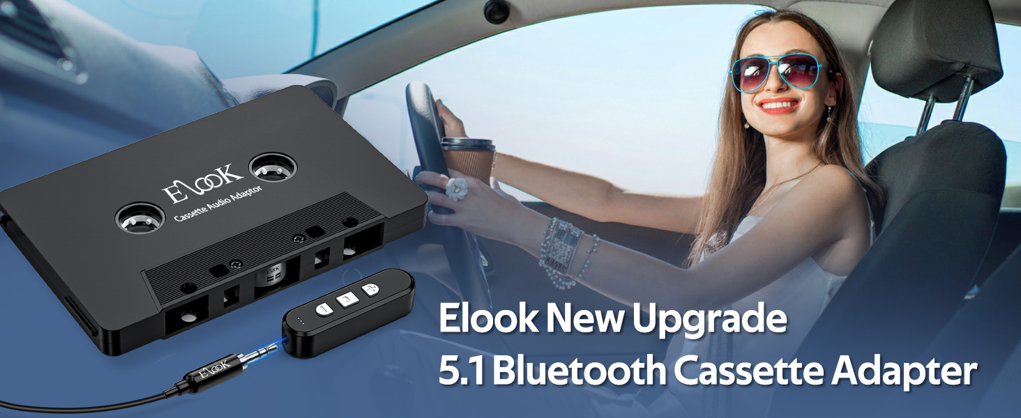 5.1 Bluetooth Receiver Kit for Cassette Aux Adapter with 3.5 MM Auxillary Cable