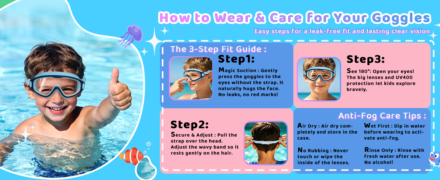 Kids Swim Goggles 2 Pack