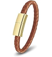 Aqonsie USB Charging Bracelet Cable Fashion Portable Braided Leather Wrist Data Charger Cord, Per...