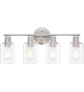 Brushed Nickel 4 Light Vanity Lights for Bathroom, Silver Bathroom Light Fixture 4 Light Bathroom...