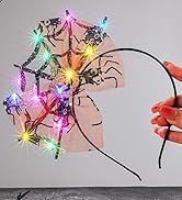 Uranian Light Up Halloween Headbands Cobweb Hairbands Led Bow Hair Hoop Flashing Pumpkin Ghost He...