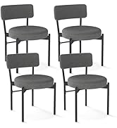 Giantex Boucle Dining Chairs Set of 4, Sherpa Upholstered Kitchen Chairs w/Curved Backrest, Padde...