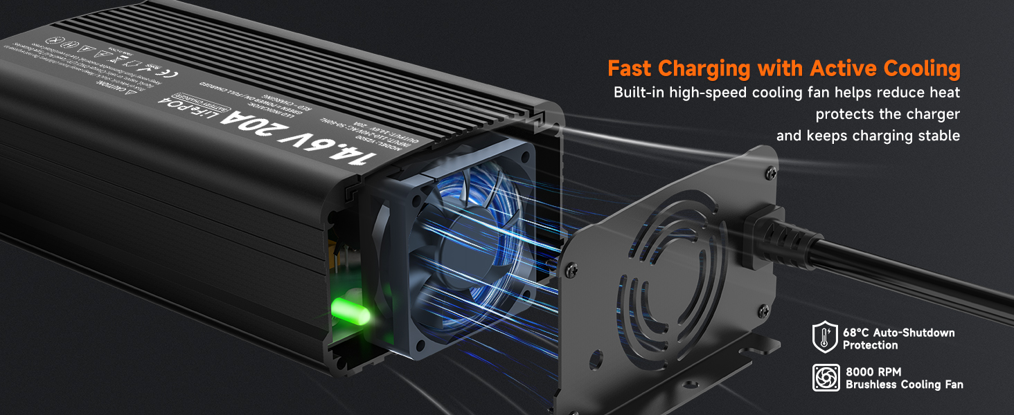 YZPOWER 12V 20A Lithium Battery Charger