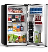 DUMOS 3.2 Cu.Ft Mini Fridge with Freezer, Single Door Refrigerator with Adjustable Thermostat, Co...