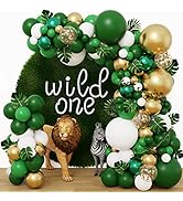 RUBFAC 152pcs Jungle Party Balloons Garland Arch Kit Green Gold Balloon Arch Tropical Theme Party...