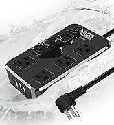 IPX6 Outdoor Power Strip Weatherproof, Waterproof Surge Protector with 6 Wide Outlet with 3 USB P...