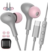 AHFYCIH USB C Earbuds with Microphone Cute in Ear Wired Headphone | USB-C Plug Ear Buds Corded He...