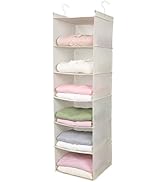 MAX Houser 6 Tier Shelf Hanging Closet Organizer, Cloth Hanging Shelf with 2 Sturdy Hooks for Sto...