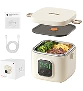 Electric Lunch Box Food Warmer: 800mL Cordless Electric Lunch Box for Adults, Long-lasting batter...