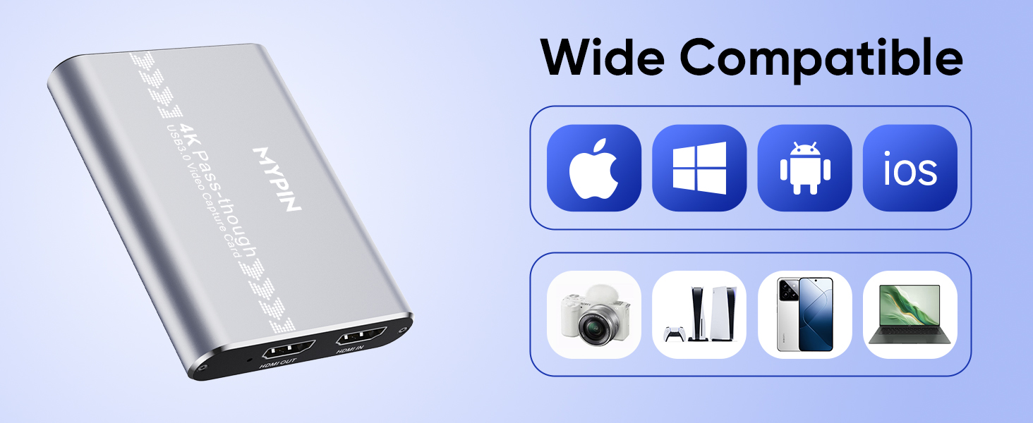 4K 60fps Audio Video HDMI Game Capture