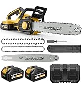 SundpeyPRO 42V 16-Inch Cordless Chainsaw - Brushless Electric Chainsaw with 2 x 4.0Ah Batteries &amp;...