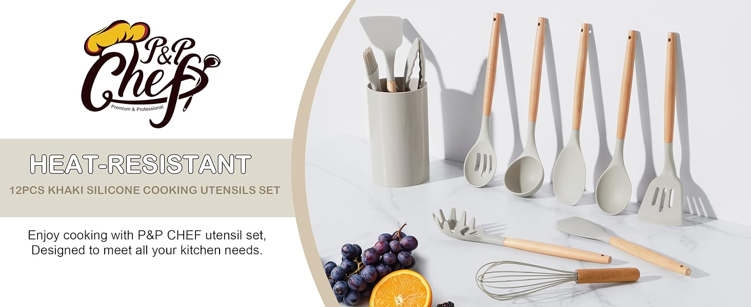 Khaki cooking utensils