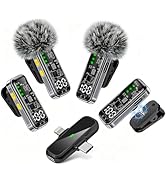 Gicorino Wireless Mini Microphones for iPhone, Android &amp; iPad, 4 Pack Lavalier Mic with Noise Red...