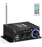 Moukey Mini amplifier home audio Bluetooth 5.0 for speakers- 50W 2 Channel Power Audio Receiver F...