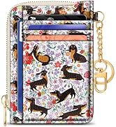 GIANCOMICS Slim Wallet Credit Card Holder Women, Dachshund Rfid Blocking Small Card Case, Keychai...