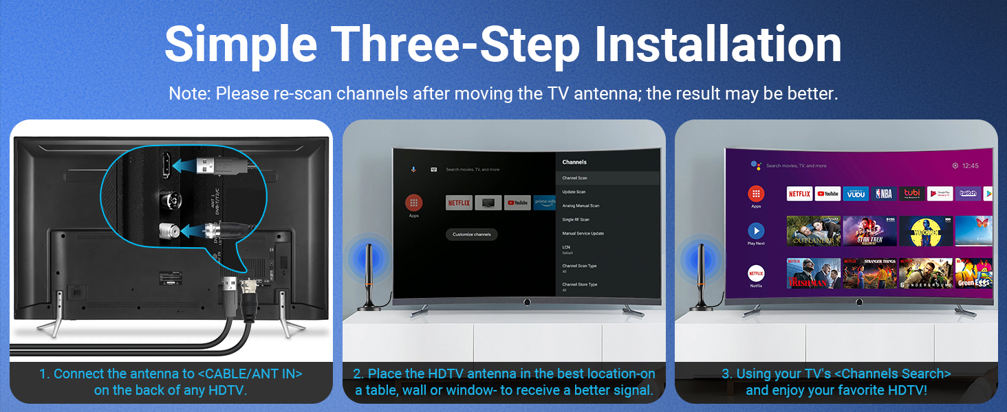 Digital Smart TV Antenna for Indoor HDTV Antenna for Without Cable