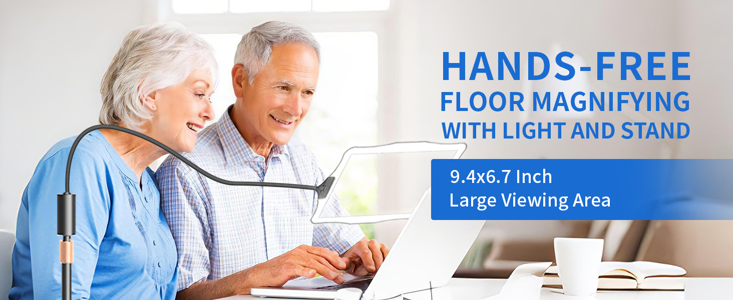 Floor Magnifying Glass with Light and Stand