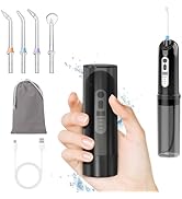 Electric Portable Water Flosser Travel Mini Small Water Flosser for Teeth 4 Modes DIY 4 Jet Tips ...