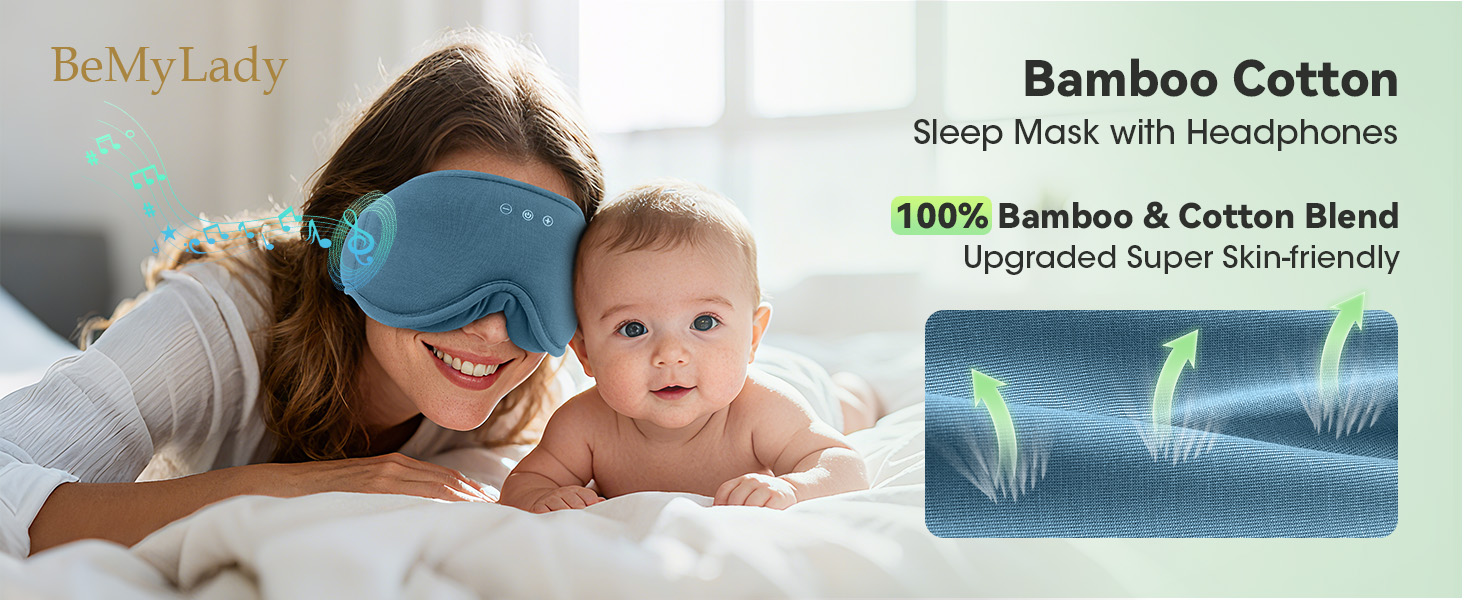 3D Bamboo Cotton Sleep Mask with Bluetooth 5.4 Headphone