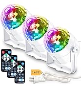 Apeocose [3 Pack] Disco Ball DJ Party Lights Sound Activated with Remote Control, 12 Modes Strobe...
