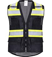 ProtectX 6 Pockets High Visibility Safety Vest for Men Women Class 2 Reflective Hi Vis Work Const...