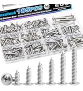 mxuteuk 185PCS #8 Wood Screws,Phillips Modified Truss Head Screws for Wood,410 Stainless Steel Qu...