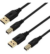 USB Printer Cable, 2Pack 6FT USB A to Type B Printer Cable, High Speed Transfer Scanner Cord for ...