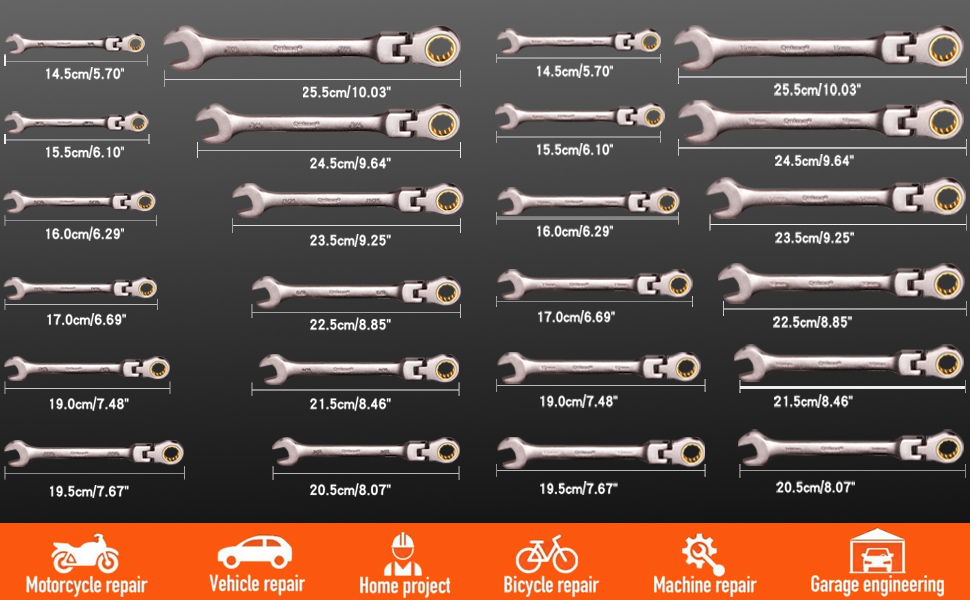 Qnkaa Ratcheting Combination Wrenches Set 24pcs