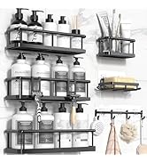 YASONIC Shower Caddy Adhesive, 100% Rustproof Shower Organizer with Soap Holder, 6 Pack Large Cap...